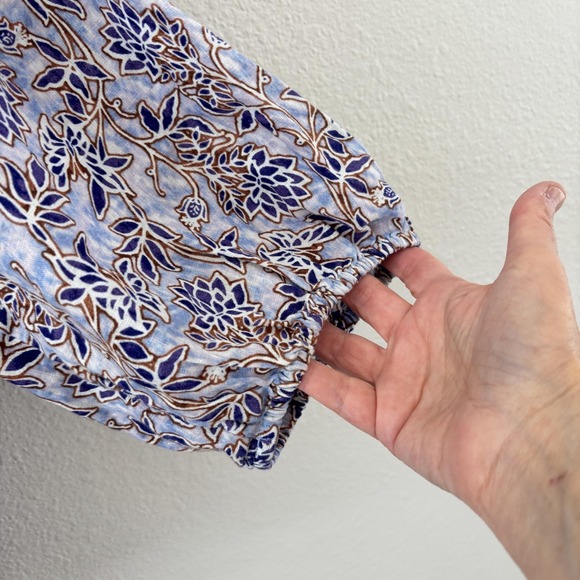 J. Jill Love Linen Tunic Top Womens Size 2X Blue Floral Boho Peasant Blouse - Picture 4 of 9